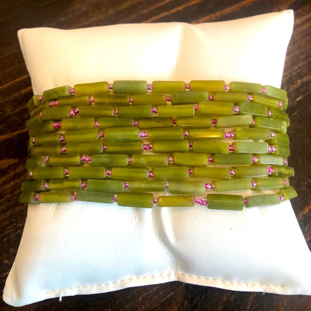 Green & Pink Beaded Bracelet